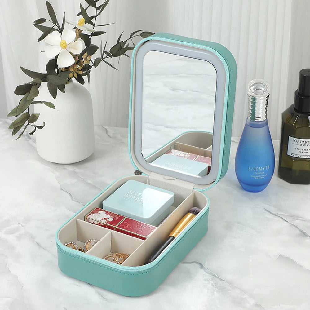 Makeup Storage Box - LED Light Mirror