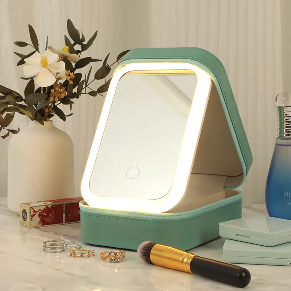 Makeup Storage Box - LED Light Mirror