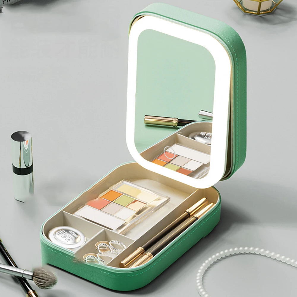 Makeup Storage Box - LED Light Mirror