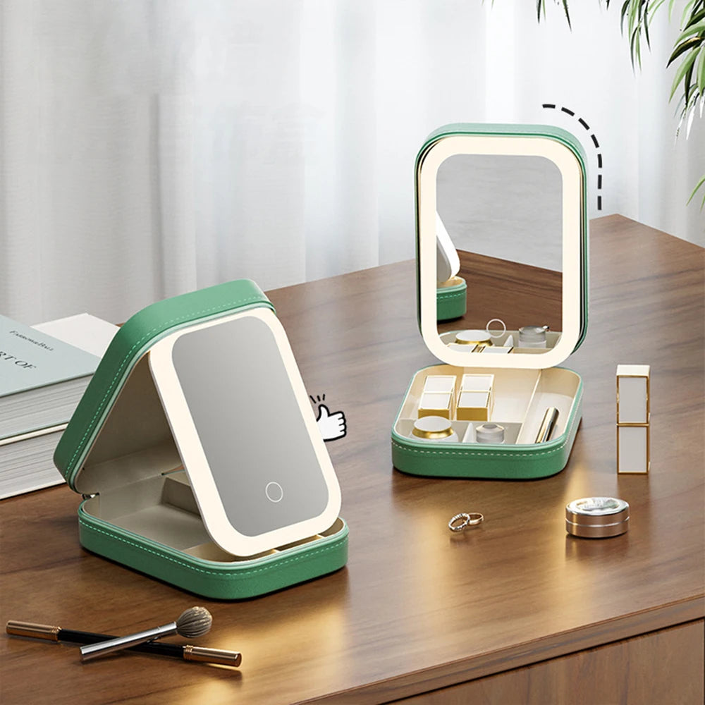 Makeup Storage Box - LED Light Mirror