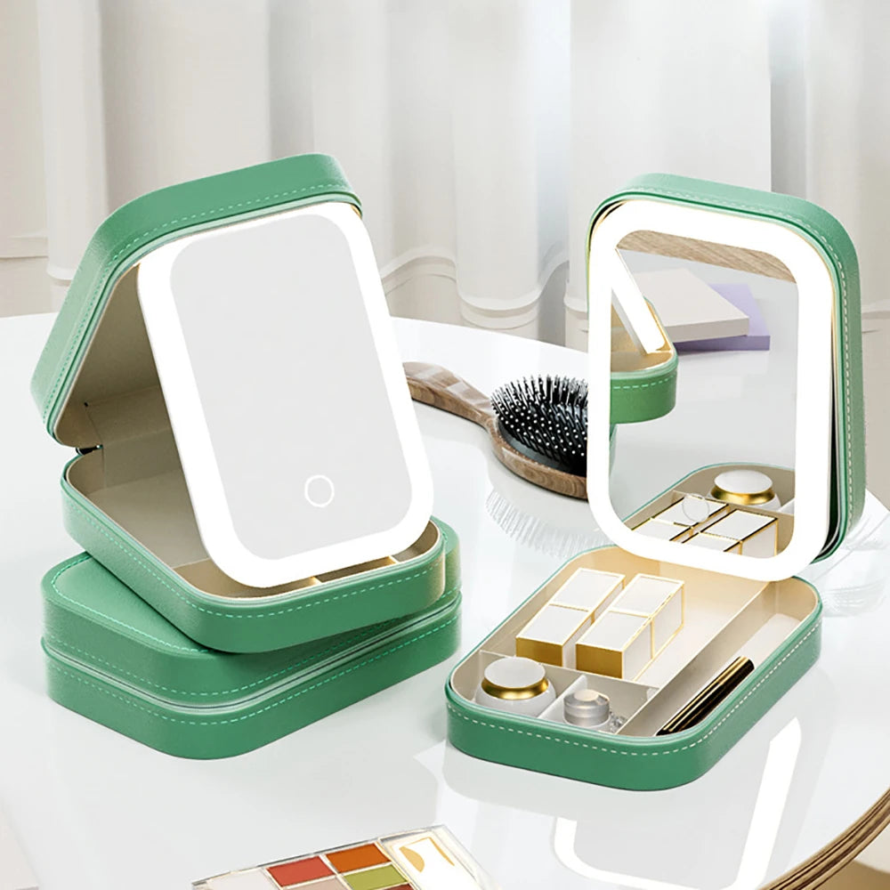 Makeup Storage Box - LED Light Mirror